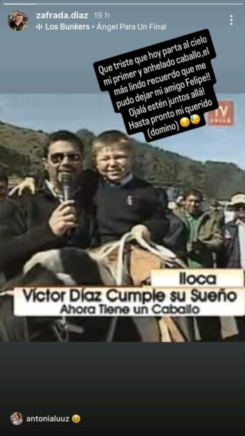 Víctor Díaz, conocido como Zafrada, informó la muerte de Dominó, caballo que le regaló Felipe Camiroaga