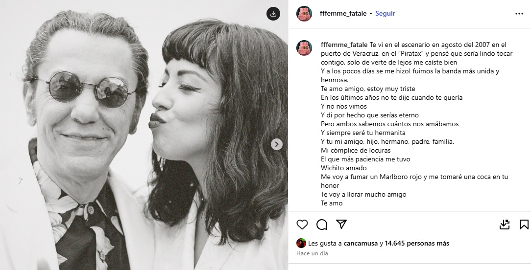 Mon Laferte lamentó muerte de amigo músico