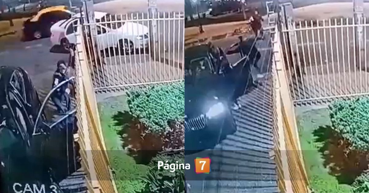 Dramático portonazo en Recoleta: captan momento exacto cuando niña es rescatada de delincuentes
