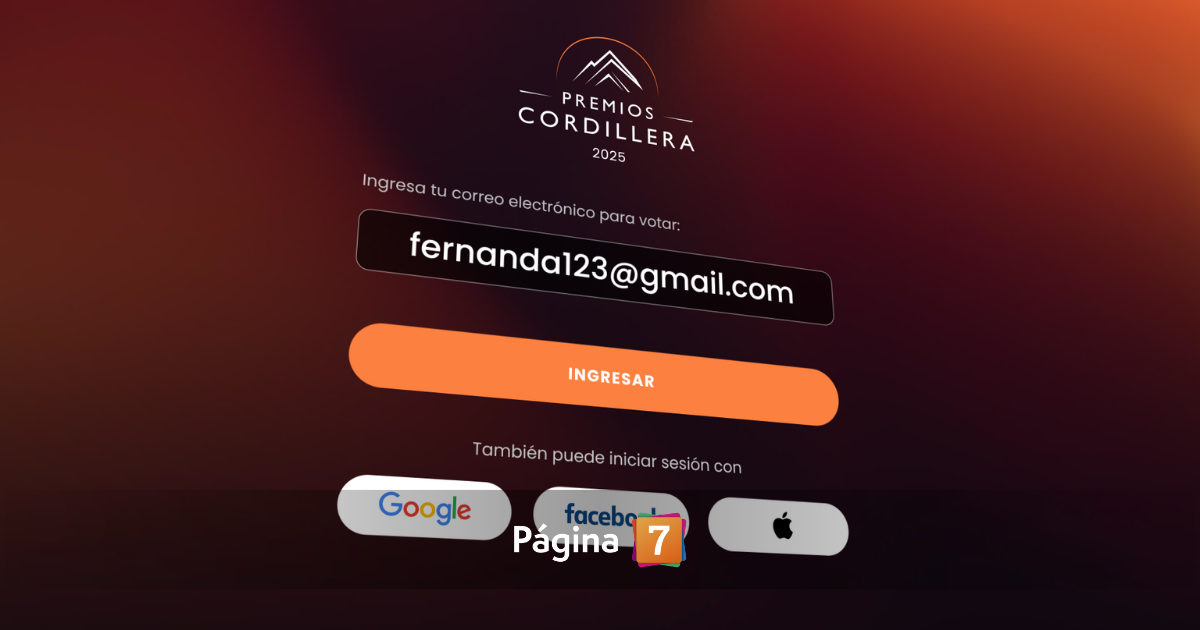 cómo votar en los Premios Cordillera de Página 7