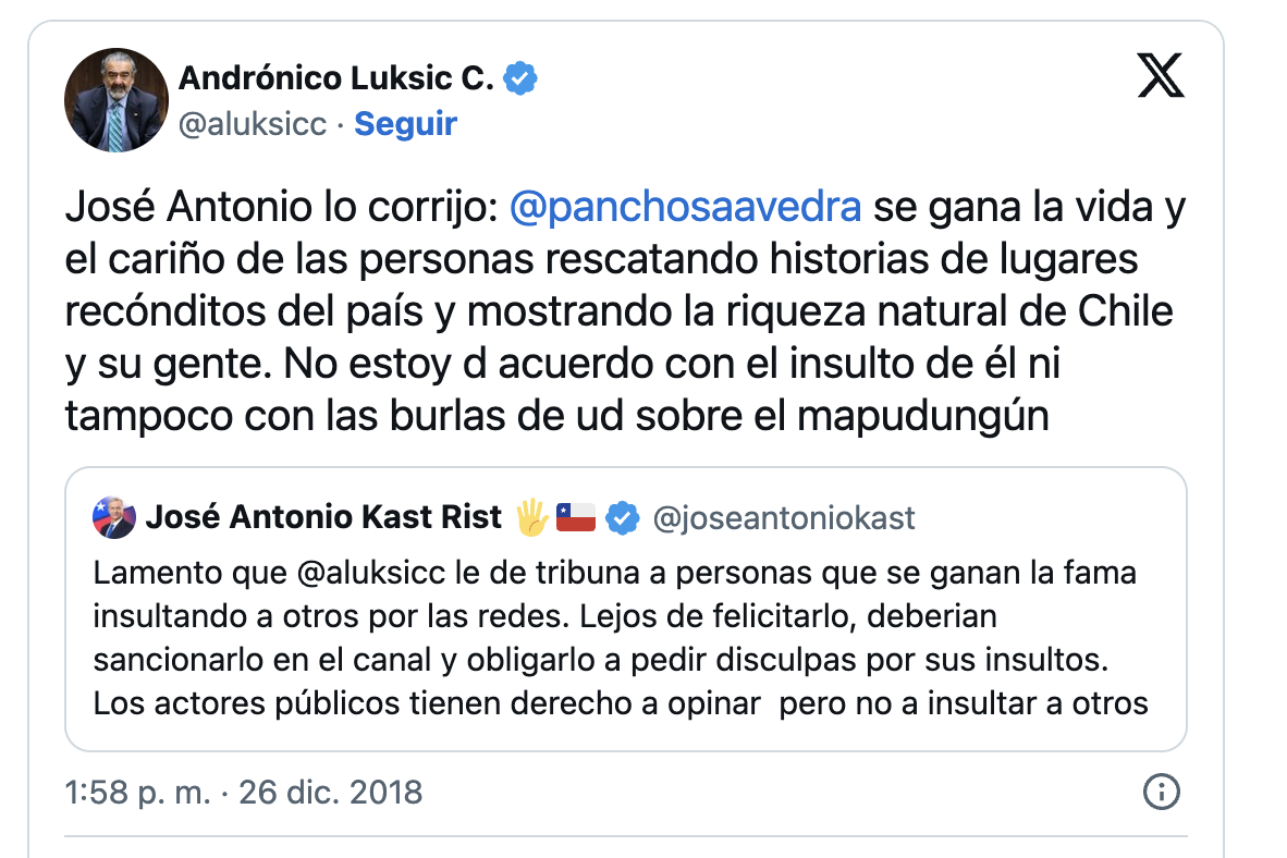 Pancho Saavedra recordó la vez que José Antonio Kast pidió su despido de Canal 13: "Le dije imbécil"