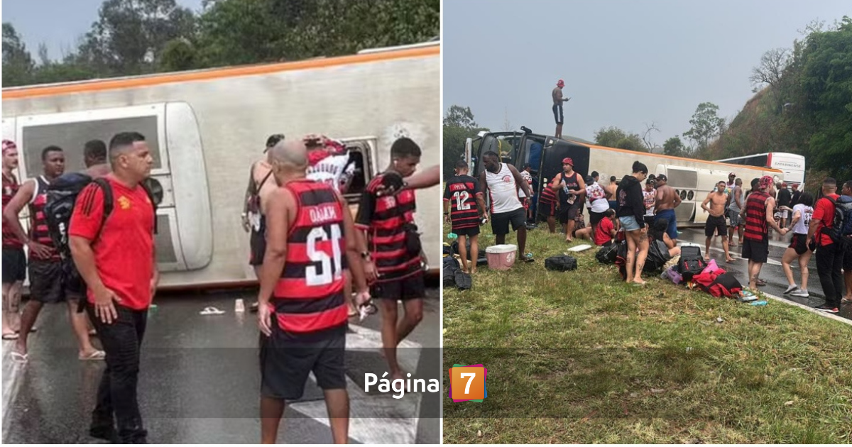 Accidente de bus que trasladaba hinchas de Flamengo