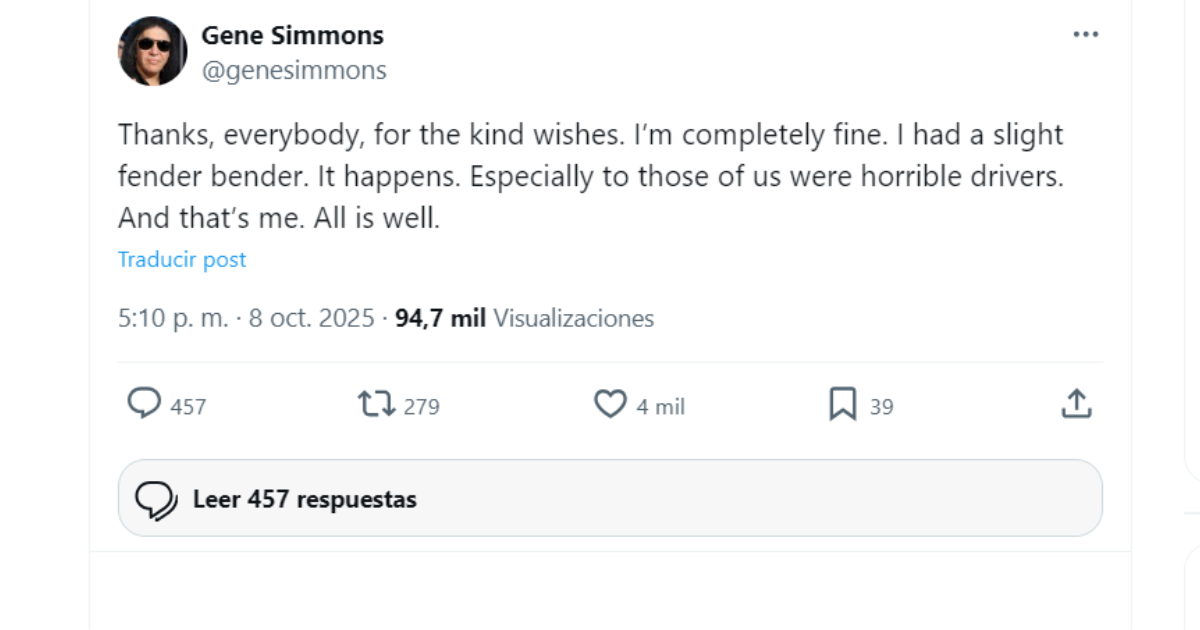 Simmons agradeció el apoyo recibido en redes sociales.