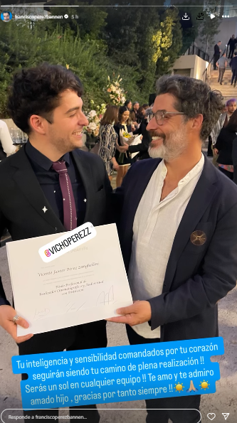 Francisco Pérez-Bannen celebró titulación de su hijo en redes sociales