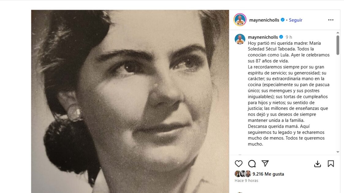 Falleció madre de Harold Mayne-Nicholls