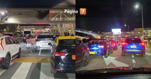 Imágenes mostraron el caos que causó volcamiento de un camión en el acceso al Aeropuerto de Santiago
