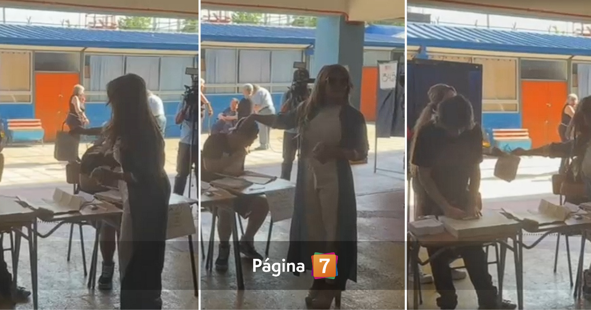 Cathy Barriga llegó a votar a colegio de Maipú y ofreció galletas a vocales: no se las recibieron