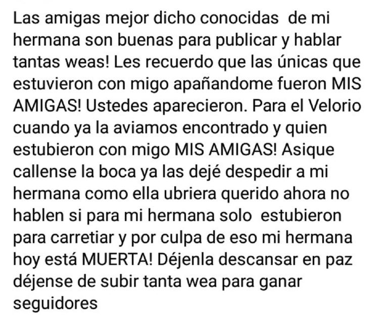 Hermana de Krishna Aguilera desmintió críticas hacia joven fallecida y mostró "evidencia" en redes