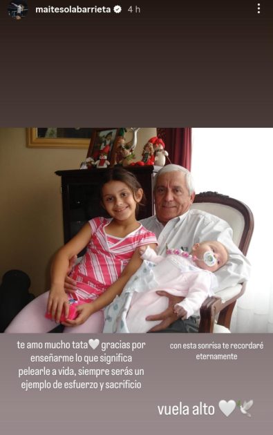 Maite Solabarrieta escribió sentida despedida a su abuelo: "Siempre serás un ejemplo"