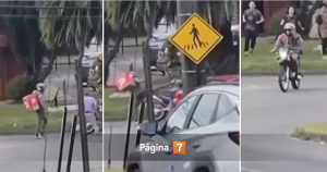Adulto mayor empujó moto de repartidor y recibió patada en la cara de vuelta en Concepción