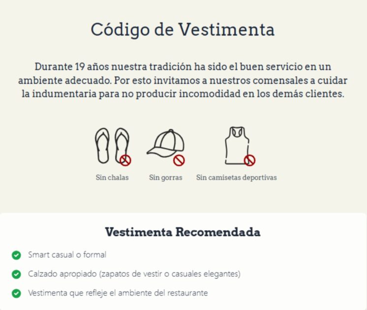 código de vestimenta restaurante funado por Karla Melo
