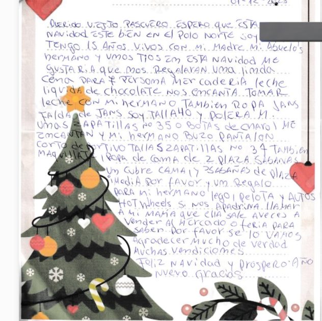 Tablet, mascarillas faciales y : insólitas cartas para apadrinar esta Navidad sorprenden a usuarios