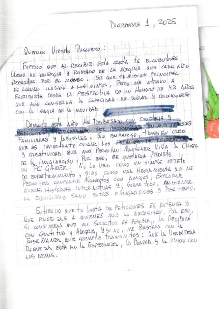 Tablet, mascarillas faciales y : insólitas cartas para apadrinar esta Navidad sorprenden a usuarios