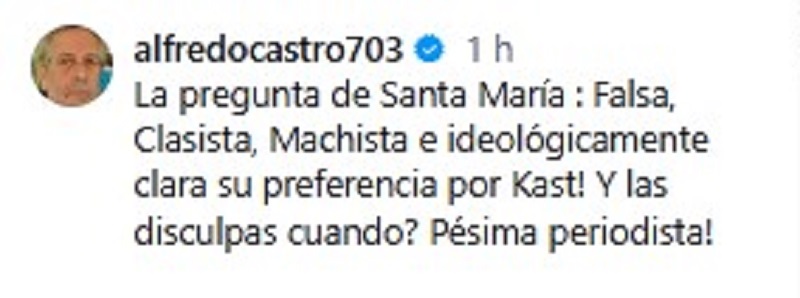 Alfredo Castro arremetió contra Constanza San María por pregunta a Jara sobre deuda del TAG