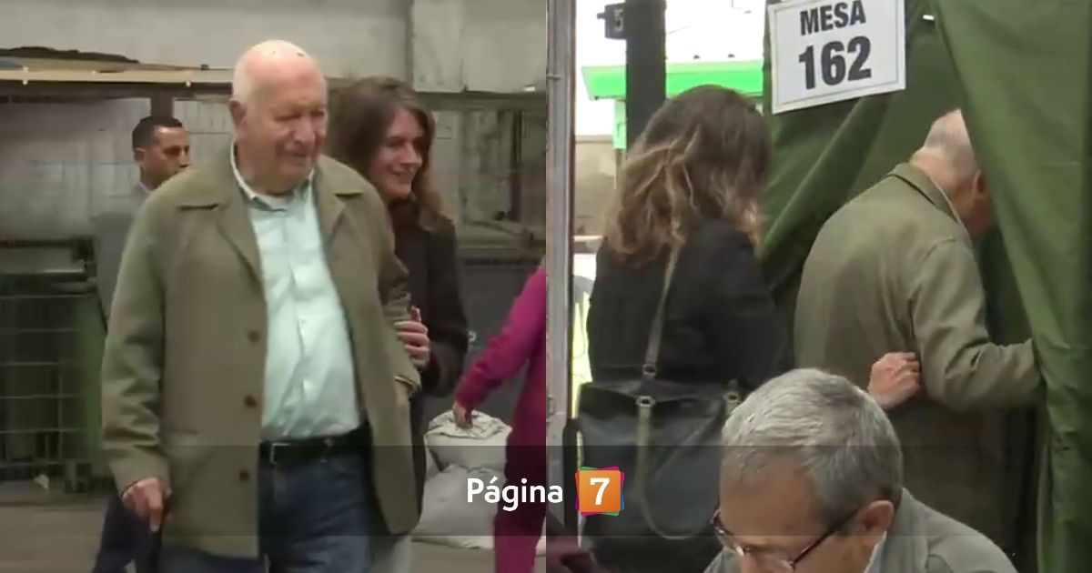 Con bastón y recibiendo apoyo de su hija: expresidente Ricardo Lagos reapareció para emitir su voto