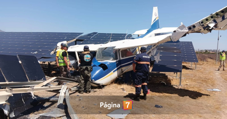 Avioneta cae en festival aéreo de Quillota: chocó con paneles solares