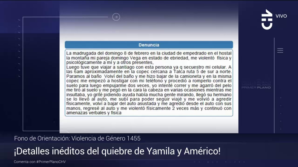 Exhiben detalles inéditos de la denuncia de Yamila Reyna contra Américo por violencia tras quiebre
