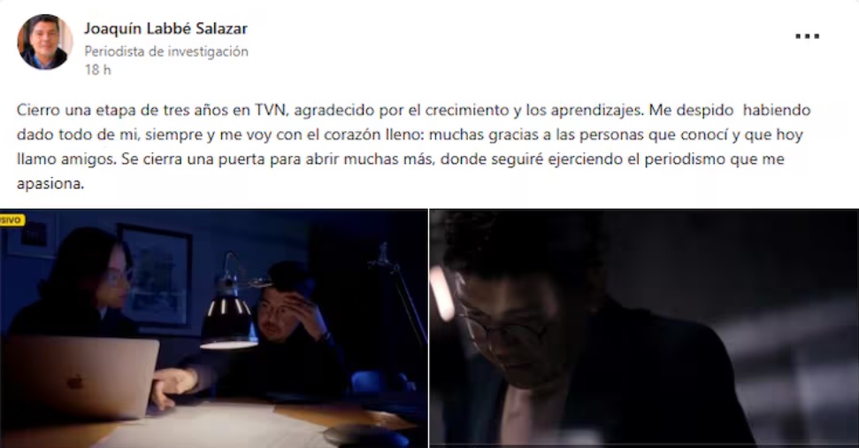 Periodista de TVN deja e canal después de tres años