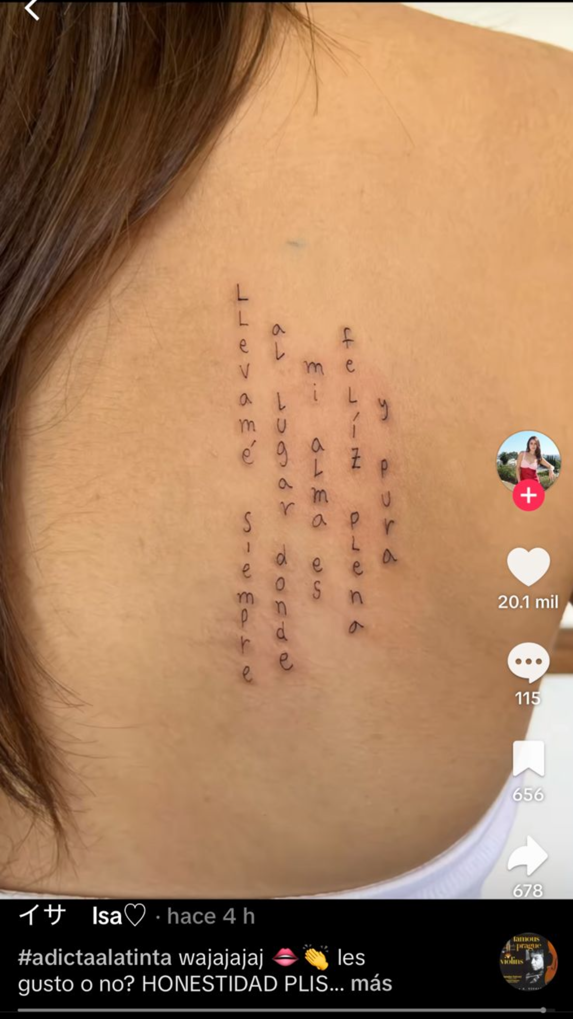 Influencer chilena se hizo insólito tatuaje con faltas de ortografía y desató ola de comentarios