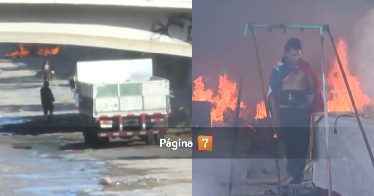 Tenso desalojo en el río Mapocho: ruco se incendia en operativo y persona se autoinflinge heridas