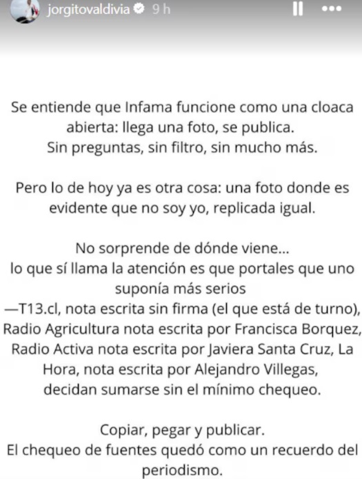 El descargo de Jorge Valdivia contra los medios tras foto de Infama