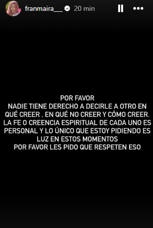 El fuerte descargo de Fran Maira en medio de duro momento tras accidente: “Les pido que respeten”
