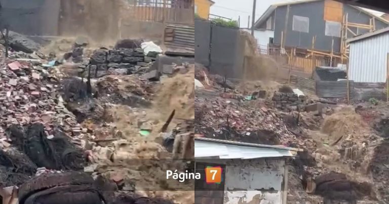 Video alertó deslizamiento de tierra en zonas afectadas por incendios en Lirquén tras lluvias