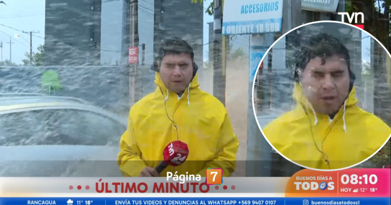 Despiadado conductor empapó a periodista de TVN en pleno despacho en vivo: 