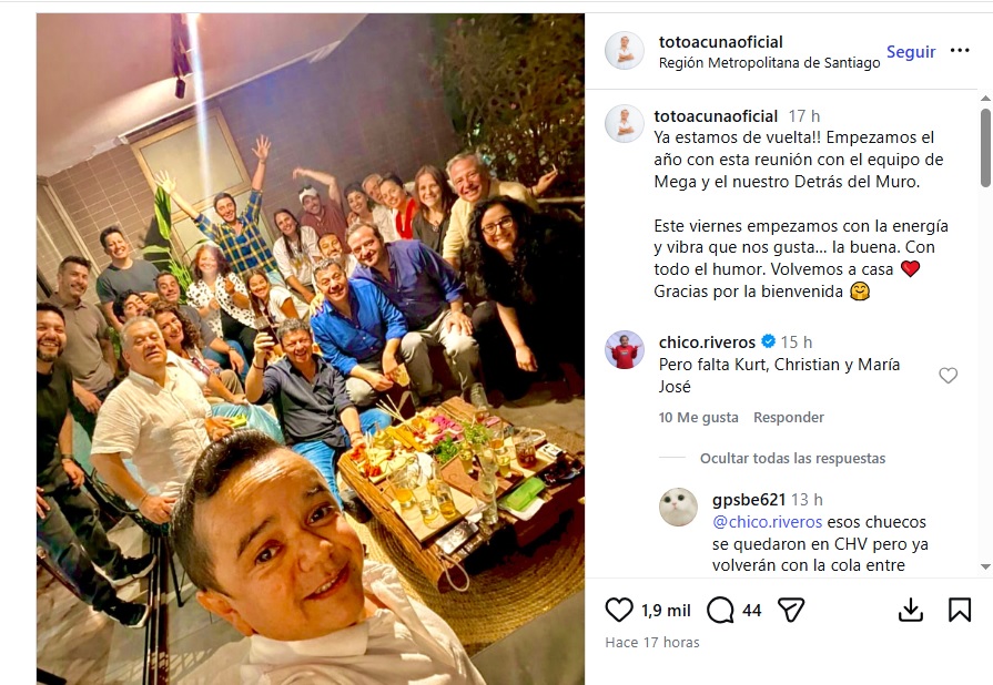 Toto Acuña mostró reunión del equipo de Detrás del Muro 