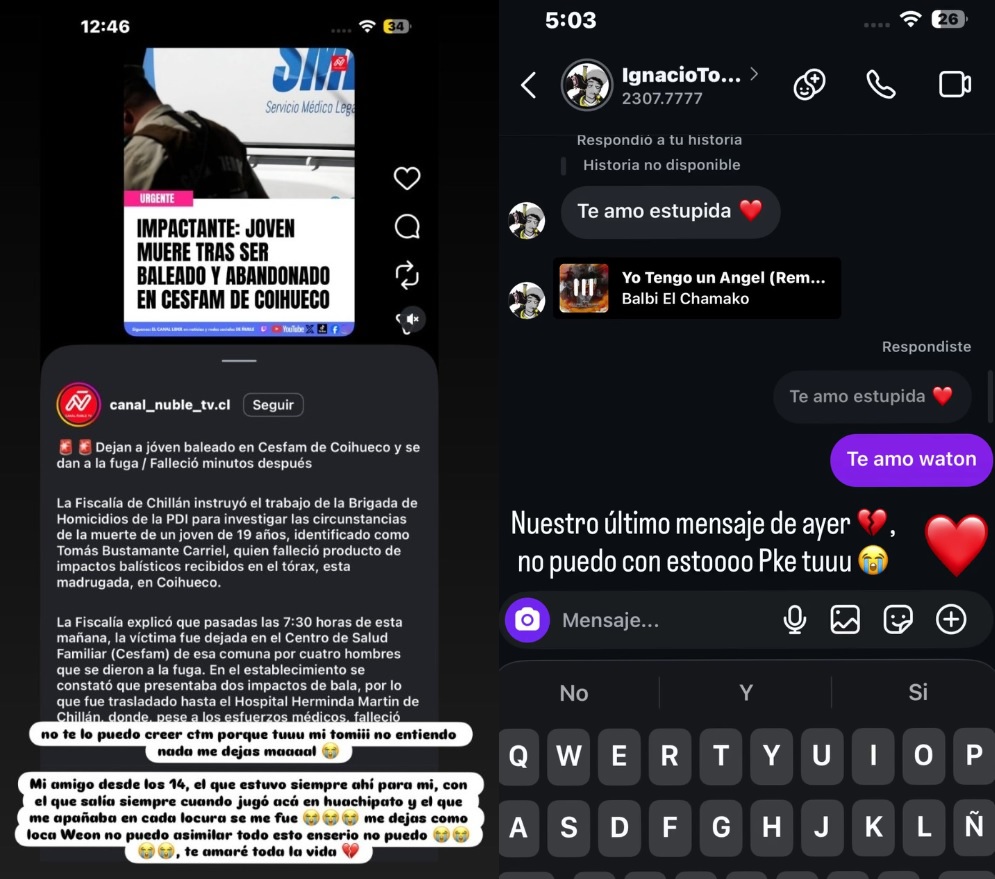 Último mensaje de Tomás Bustamante, joven futbolista asesinado