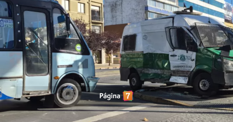 Bus impactó a vehículo policial en pleno centro de Concepción: hay 13 personas heridas