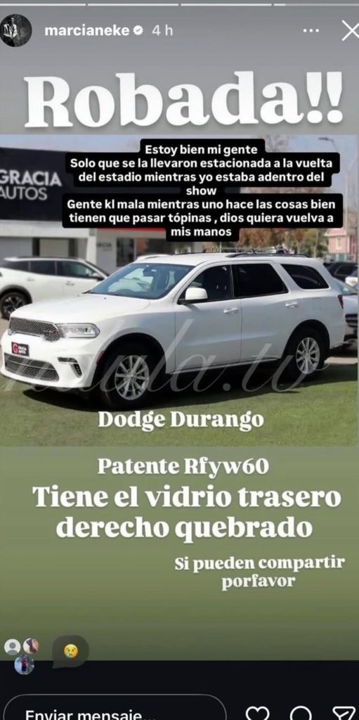 Marcianeke pidió ayuda a sus seguidores tras reportar el robo de su auto:  "Gente mala"