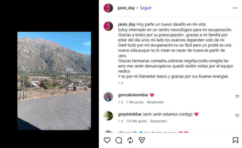 Estado de salud de Janin Day tras ACV