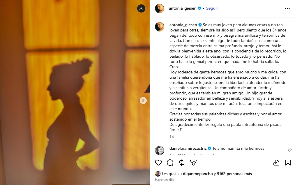 Actriz Antonia Giesen anunció embarazo