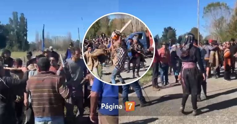 Registran brutal pelea durante cortejo fúnebre de pareja de machi: sujeto incluso usó una motosierra