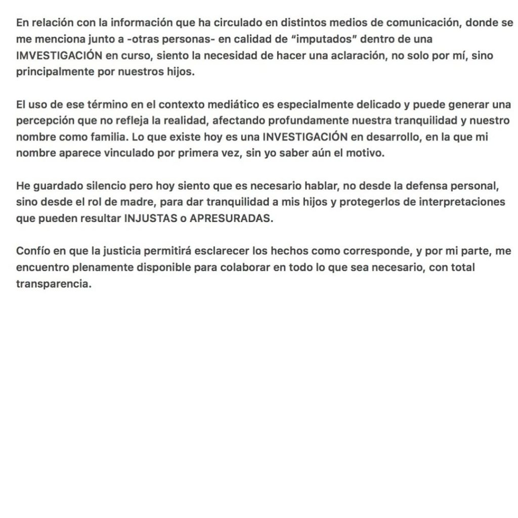 Gissella Gallardo tras ser apuntada en investigación por supuesto fraude: dijo no saber el motivo