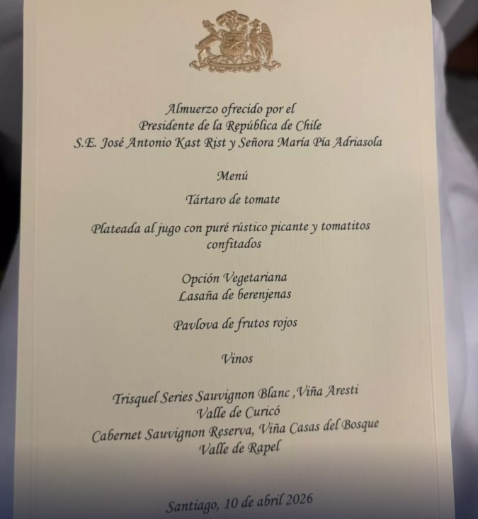 El menú de la comida de José Antonio Kast y sus excompañeros en La Moneda