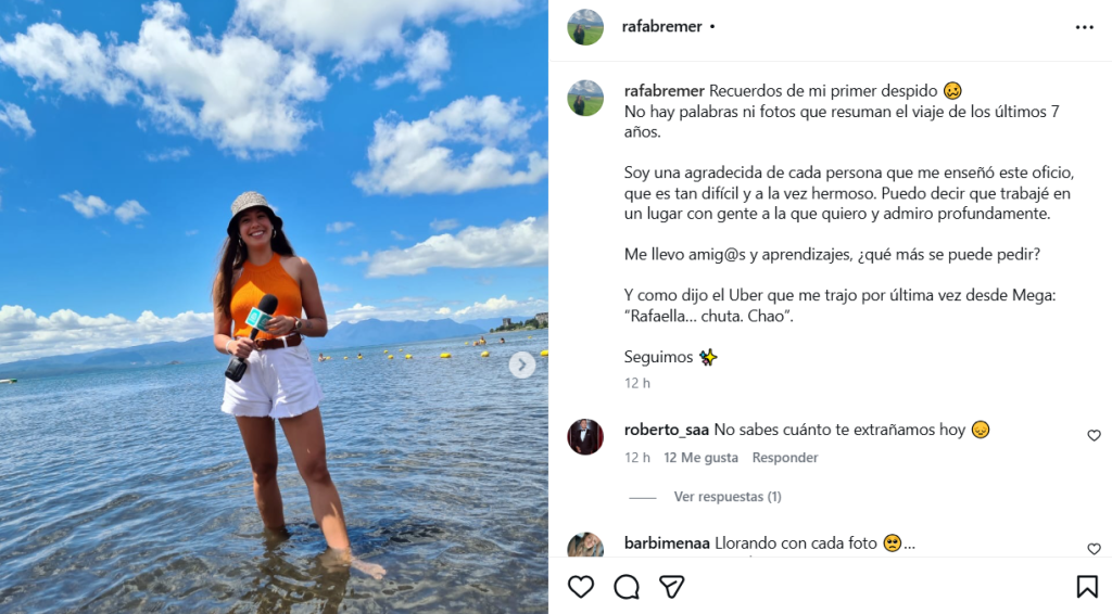 Periodista Rafaella Bremer dijo adiós a Mega tras ser despedida en 'martes negro': "No hay palabras"