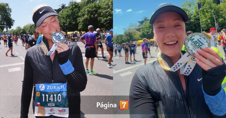 Vesta Lugg fue sorprendida por sus amigos tras finalizar Maratón de Madrid: 
