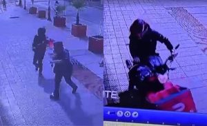 Captan el momento exacto cuando adulta mayor es baleada al ser asaltada por motochorros en Santiago