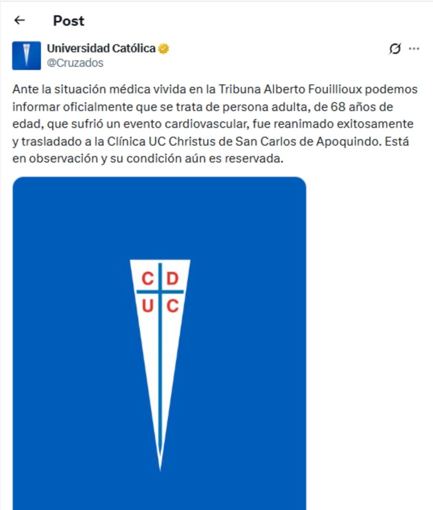 Hincha U Católica reanimado en clásico con Colo Colo