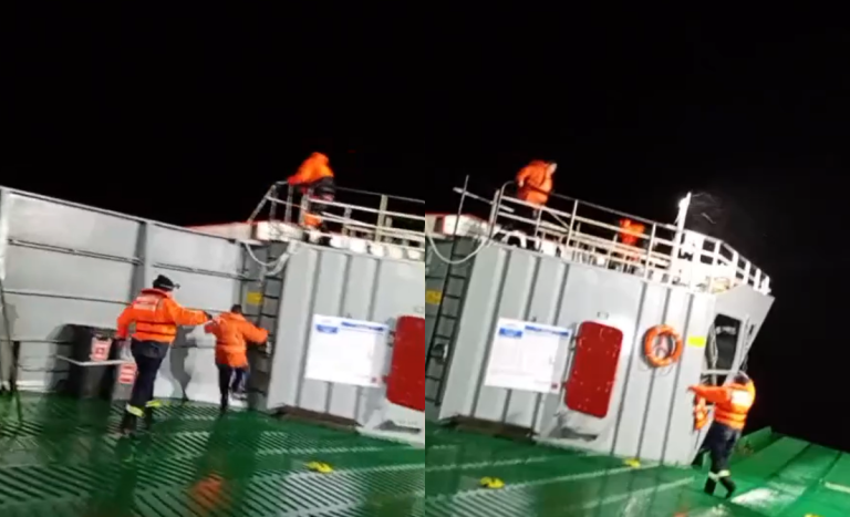 Con 24 personas a bordo: barcaza queda sin propulsión en medio de diluvio en la Carretera Austral