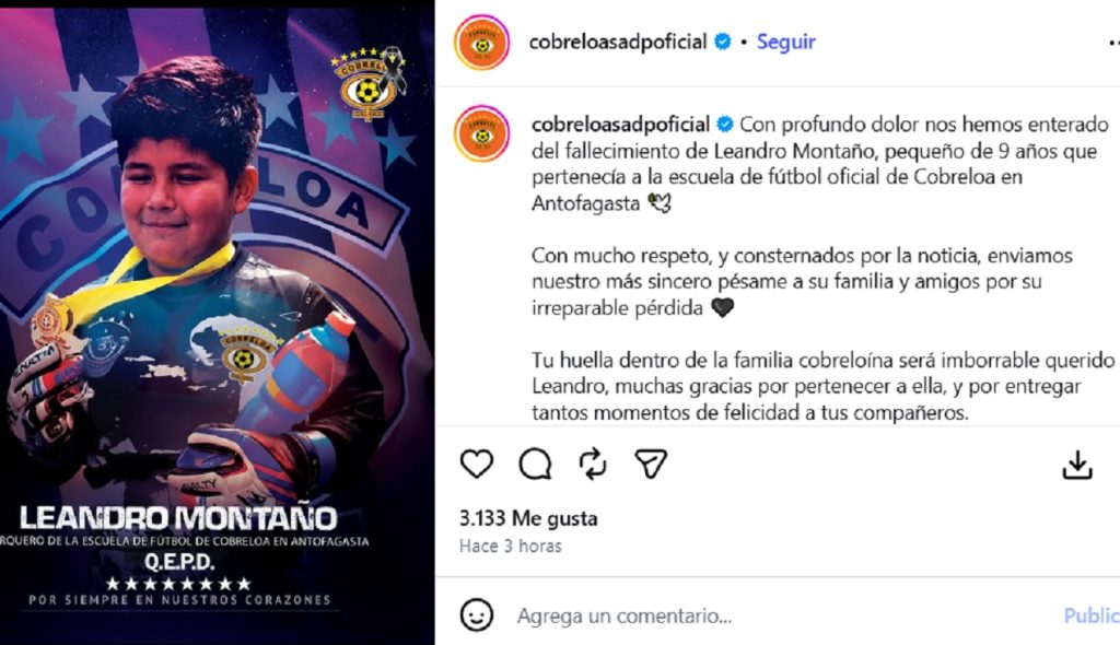 Cobreloa despidió a niño de su escuela de fútbol fallecido en incendio en Antofagasta