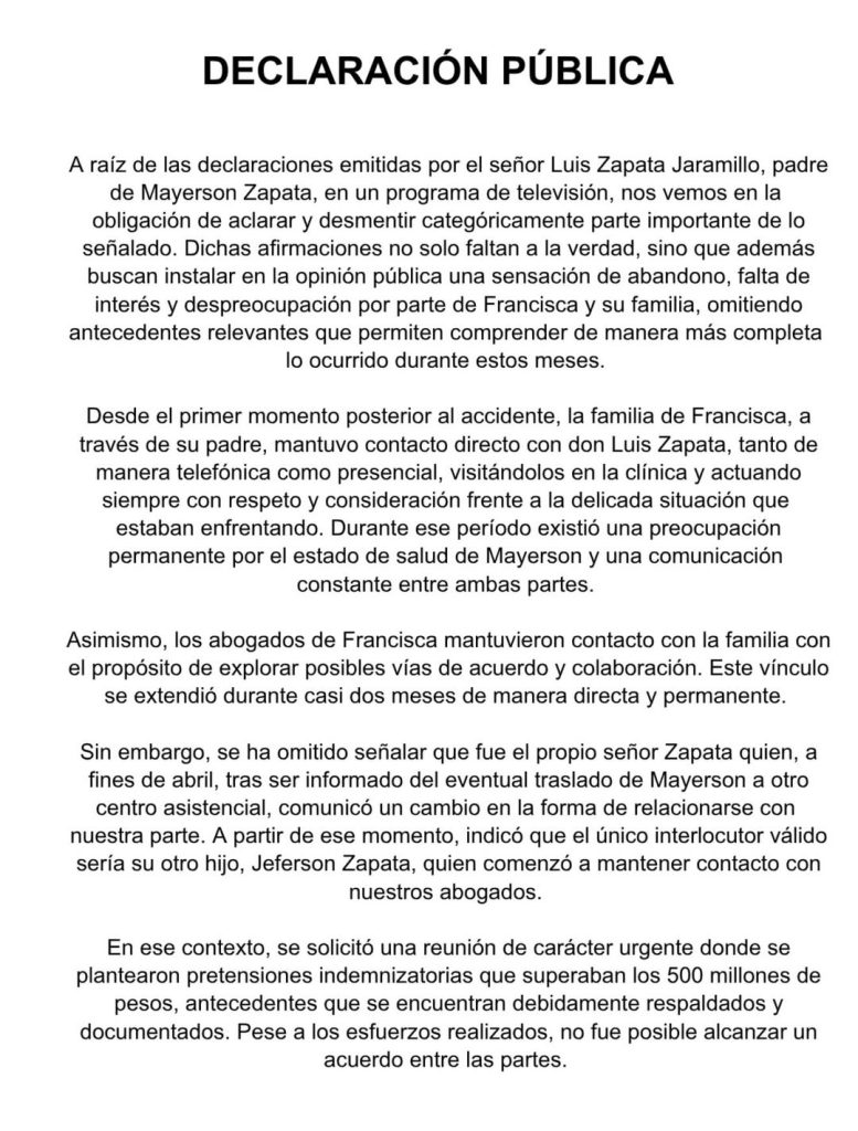 Declaración pública de Fran Maira