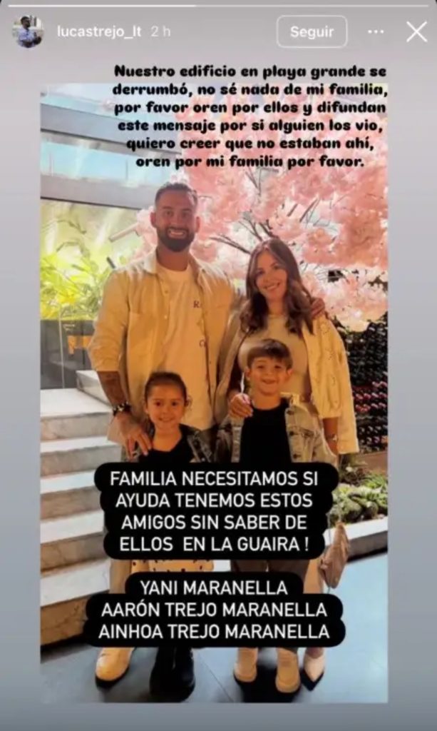 Futbolista argentino Lucas Trejo busca a su esposa e hijos tras terremotos en Venezuela
