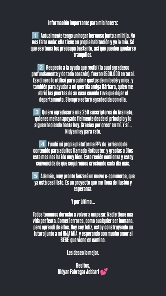 El mensaje de Nidyan Fabregat tras anunciar embarazo