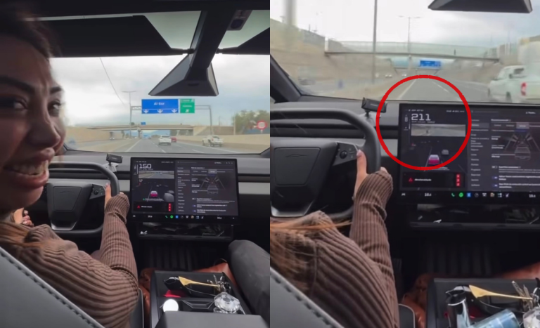 Naya Fácil grabó peligrosa maniobra en carretera con su Cybertruck: superó los 200 km/h