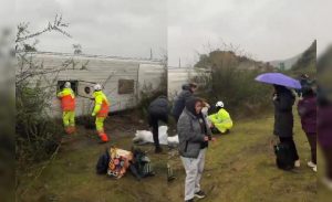Bus volcó en la Ruta 68 en medio de las intensas lluvias