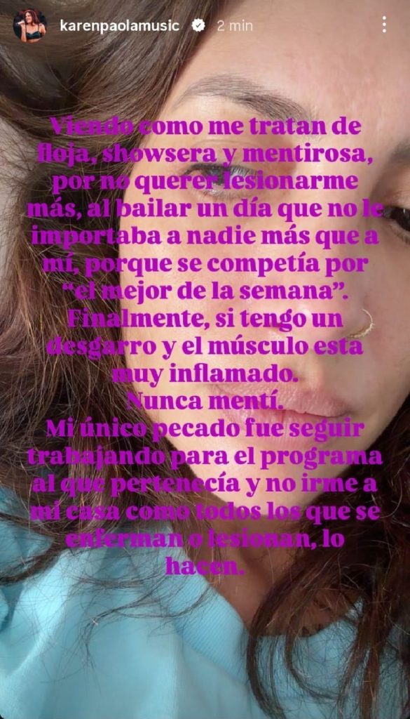 Karen Paola compartió diagnóstico médico tras fuerte cruce con Raquel Argandoña en Fiebre de baile