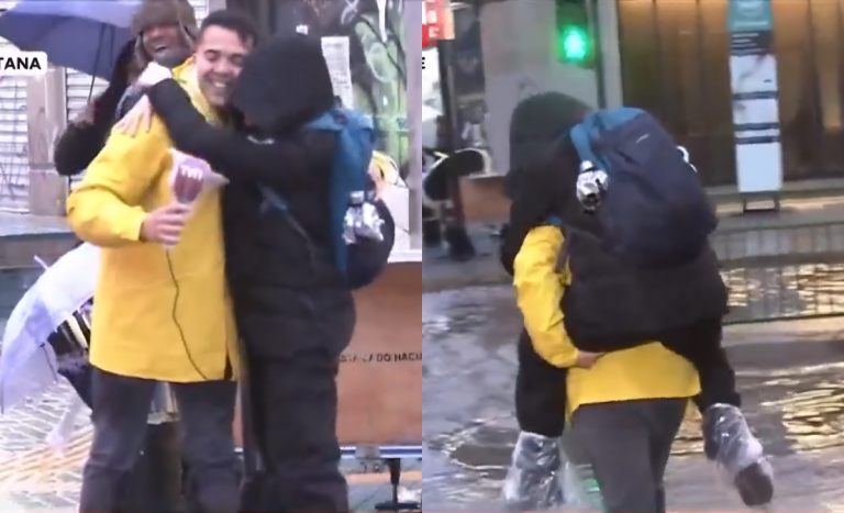Periodista de TVN tuvo noble gesto con mujer atrapada en calle inundada: 